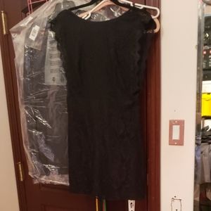 Black lace open back dress